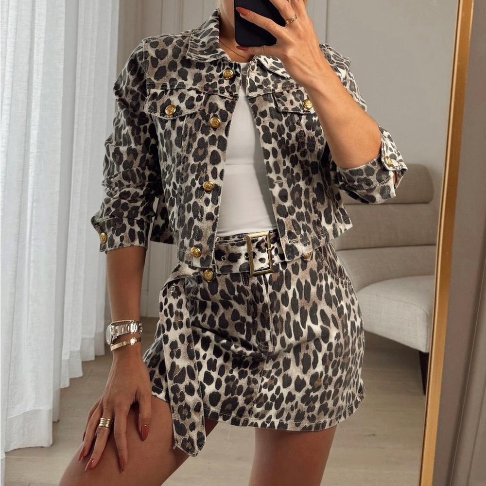 NWT Leopard Print Jacket and Skirt Set